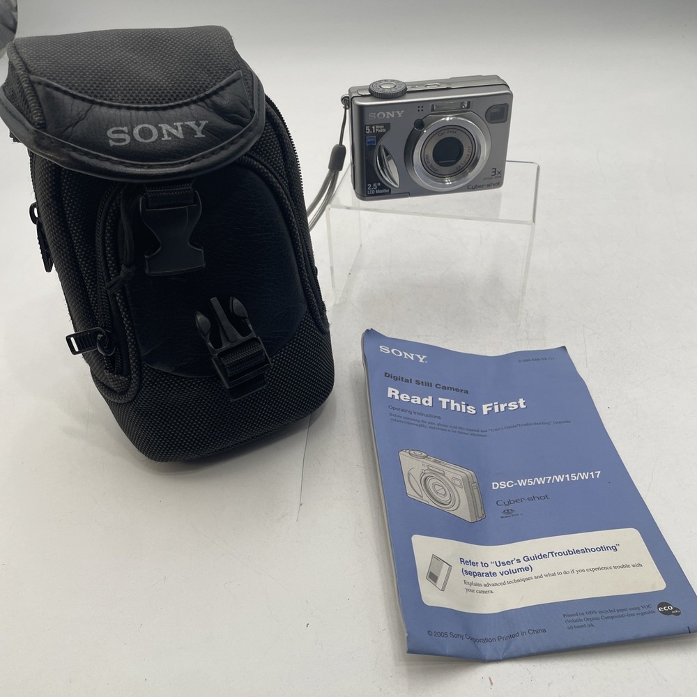 Sony Cyber-shot DSC-W5 5.1MP Digital Camera 3x Zoom+Battery+SD Card+Case